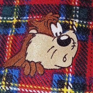 Looney Toon Mania Vintage plaid tie with Taz Tweety bird Bugs Piggy daffy duck